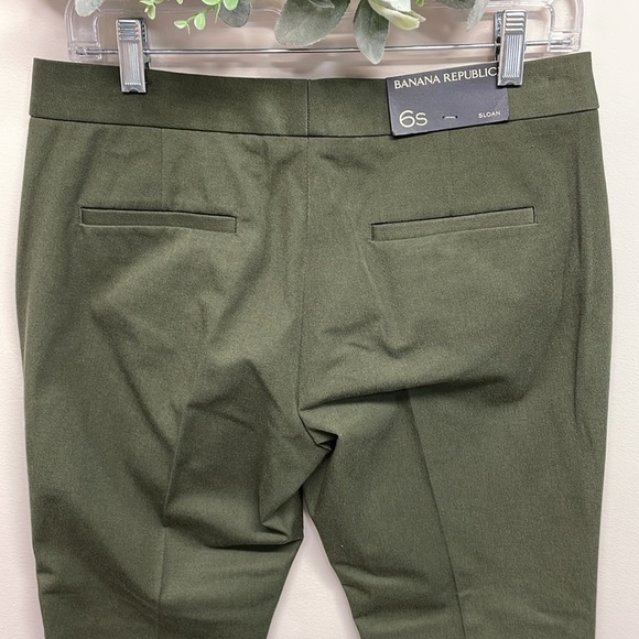 NWT Banana Republic Sloan Mid Rise Olive Green Side Stripe Trouser Pants 6S - Picture 5 of 16